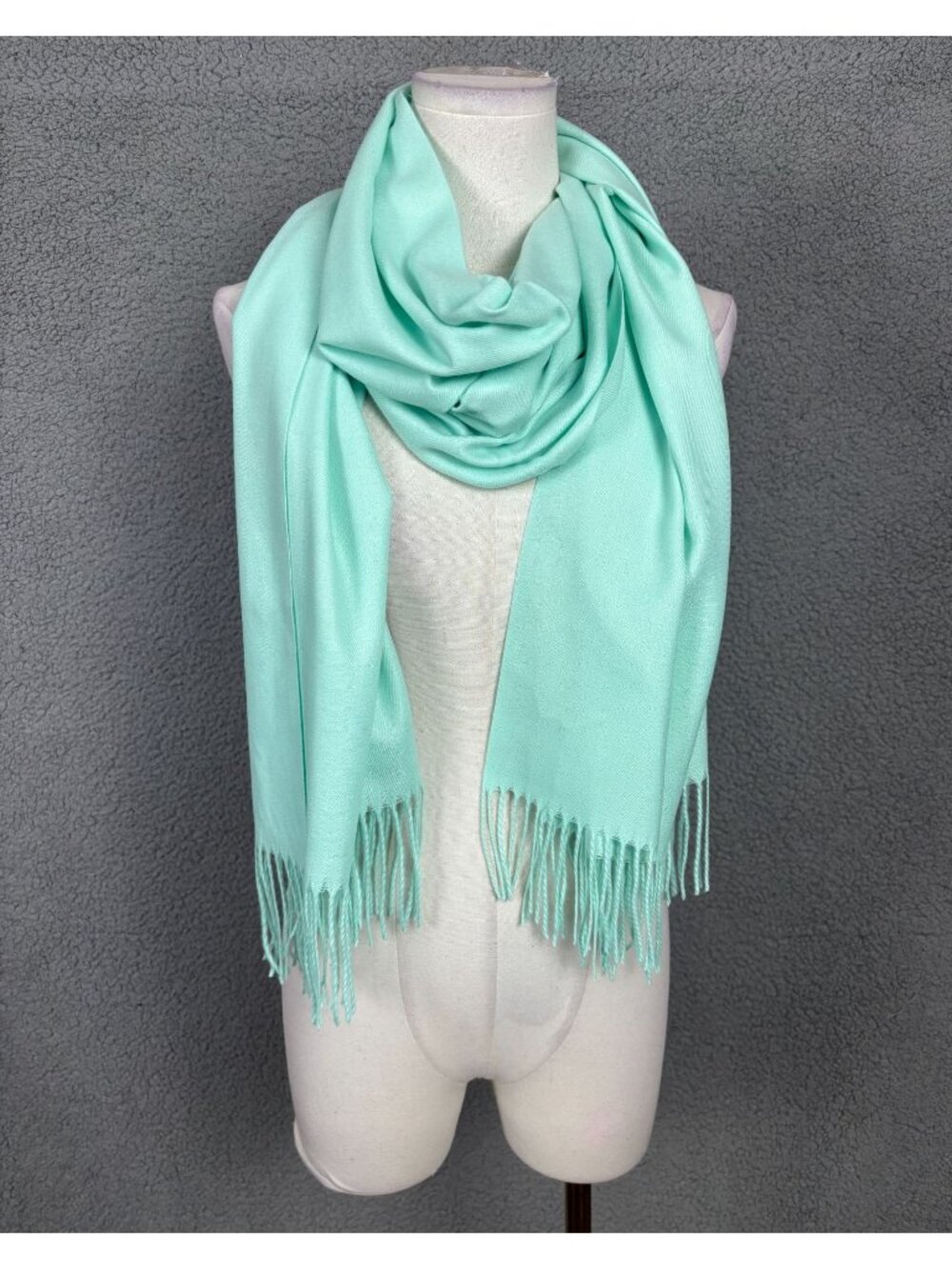 Sakkas Women's Pashmina Shawl/Wrap Scarf Mint Green With Fringe OS NWT's.